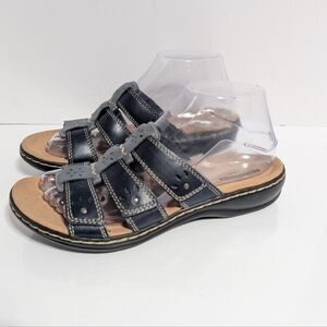 Clarks Casual Blue Strappy Slide Sandals